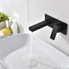 Salle de bain en laiton noir/chrome finition dans le mur lavabo robinet Double vanne mitigeur lavabo baignoire baignoire évier mitigeur lavabo mitigeur