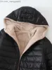 Kadınlar Down Parkas Hooded Pamuk Ceket Siyah S-2XL Kuzu Velvet Bahar Ekle 2023 Yeni Ultra İnce Parkas Ceket Sonbahar Kış Giyim Kadın Z230809