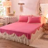 Bedding Sets Korean Princess Style Set Soft Thickened Duvet Cover Bed Sheet Skirt And Pillowcases Cute Bow Girls Pink Comfort