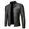 Herrenjacken PU Casual Lederjacke Männer Frühling Herbst Mantel Motorrad Biker Slim Fit Outwear Männlich Schwarz Blau Kleidung Plus Größe S-3XL 230808