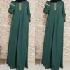 الفساتين غير الرسمية مسلم Abaya على الطراز العرقي طباعة الإسلام لباس صلبة بلون رداء فضفاض فيممي موسولمان للشرق الأوسط العربي