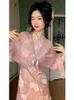 Abbigliamento etnico 2023 Estate Cheongsam Chi-pao Abito cinese Stampa tradizionale Qipao Elegante e dolce Cardigan di fascia alta Viola