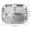 Plates Stainless Steel Dinner Plate Divided Tray Metal Oval Rectangular Student Serving