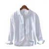 Мужские повседневные рубашки дышащие и мягкая оксфордская рубашка с длинными рукавами для чисто хлопковой универсальной тенденции Slim Fitting White