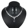 Set di gioielli da sposa WEIMANJINGDIAN Brand Blue Teardrop e Marquise Cut Cubic Zirconia CZ Crystal Collana Orecchini Set da sposa 230808