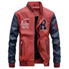 Men's Jackets Leather Jacket Men Casual PU Baseball Stand Collar Spring Autumn Fashion Coat Print Outdoor Street 230809