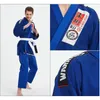 保護ギアブラジルのジュツジツgi bjj yimono blue 450グラムMMAユニフォームのプリシュランクグラップリングGis with white belt 230808