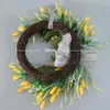 Fleurs décoratives 22 ''guirlande de tournesol artificielle pour porte d'entrée été avec toile de jute arc soie fleur feuilles décoration de la maison