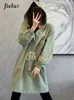 Trench-coats pour femmes Jielur Mode Pure Color Straight Femme Trench Casual Hooded Drawstring Loose Women's Trench Coat Hiver Rose Noir Vert Manteau 230808