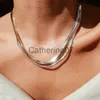 Pendanthalsband 3-5 mm Kvinnor Herringbenshalsband Rostfritt stål Silverfärg Colver CollarBone Choker Collier J230809