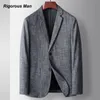 Trajes de hombre Blazers Brand Top Grade Business Casual Blazer de hombre Primavera Otoño Italiano Algodón Línea Textura Traje juvenil Chaqueta Hombre coreano Ropa 230808