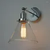 Lampy ścienne Willluster lejek przezroczysty szklany lampa Chrome Kolor Sconce El Restaurant Loft America Country Style Lighting Optora