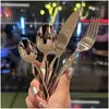 Forks High Quality Luxury Tableware Kids Knife Fork Set Authentic Counter Goods 316 Stainless Steel For Children Only Dining Meal Spoo Dhycu