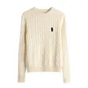 Lüks Sonbahar ve Kış Kadın Sweaters Tasarımcısı Ralph Yuvarlak Boyun Sweater Twist Pullover Pony Nakış Üstü Laurens