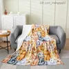 Blankets Swaddling Rabbit Four Seasons Bed Blanket Children Cute Rabbit Flannel Throwing Blanket Watercolor Blur Blanket Children and Boys Z230809