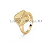 Parringar Lucky Clover Ring Four Leaf Cleef Gold Rings for Women Mens Luxury Wedding Rings and Box X0809
