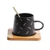 Tassen Untertassen Kreative Farbe Kaffeetasse Teller mit Bambusmatte Keramik vereinfacht