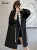 Trench-coats pour femmes Jielur Mode Pure Color Straight Femme Trench Casual Hooded Drawstring Loose Women's Trench Coat Hiver Rose Noir Vert Manteau 230808