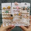 Kontakter godisfärger Pearl Hair Clip for Women Korean Hairpin Geometric Crystal Barrettes Girl Accessories Hairprip 230809