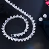 Zestawy biżuterii ślubnej cwwzircons błyszcząca miłość Serce Kształt Cuubic Zirkonia Choker Naszyjnik Zaraz Bridal Party For For Women T572 230808