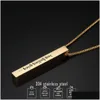 Pendant Necklaces Keep Ing Going Inspirational For Women Men Stainless Steel Engraved Letter Bar Rose Gold Chains Fashion Jewelry Drop Dhuvw