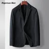 Men's Suits Blazers Brand Top Grade Luxury Business Men's Blazer Spring Summer Thin Micro-wrinkle Elastic Non-ironing Suit Jacket Man Clothing 4XL 230808