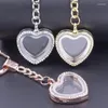 Keychains Mix Size Heart Square Floating Locket Keychain Po Memory Relicario Glass Pendant Key Chain Diy Women Men smycken gåvor