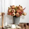 Fiori decorativi 1 bouquet 13 teste peonia artificiale tea rose autunno seta finta per soggiorno fai da te giardino di casa decorazione di nozze