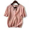 Women's Sweaters Knit Sweater Korean Clothes Cute For Women Short Sleeve Pullover Jumper Female Pink Knitting Tops