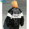Женские куртки yiciya Jacket Bomber Женщины черные кожа