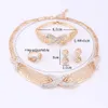 New Hollow Luxury Jewelry Sets For Women Zinc Alloy Necklaces Lady Bracelets Rings Stud Earrings Gold Plated Vintage Accessories