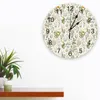 Wall Clocks Vintage Herbaceous Floral Texture Bedroom Clock Large Modern Kitchen Dinning Round Living Room Watch Home Decor