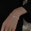 Bracelets à maillons couleur argent Double couche étoile givrée perle Bracelet pour femmes fille anniversaire Simple doux boule lisse bijoux fins goutte