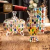 Style européen peint à la main vitrail bocal à bonbons motif tissé bol de fruits contraste vase peint jus tasse whisky verre HKD230809