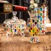 Handbemaltes Buntglas-Bonbonglas im europäischen Stil mit gewebtem Muster, Obstschale, Kontrastvase, bemalter Saftbecher, Whiskyglas HKD230809