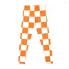 Pantalon Actif Carreaux Orange Et Blanc Leggings Femme Gym Vêtements Femme