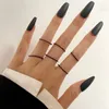 Cluster Ringen Punk Zwarte Brede Ketting Set Voor Vrouwen Meisjes Mode Onregelmatige Geometrische Vinger Dunne Ring 2023 Vrouwelijke Partij Sieraden geschenken