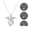 Anhänger Halsketten Glow In The Dark Star Baum des Lebens Drache Liebe Eule Schlüssel Pegasus Offener Käfig Medaillons Kette für Frauen Modeschmuck Dro Dhipn