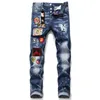 dżinsy designerskie do męskiej dziury jasnoniebieski ciemnoszare marki Press Spodnie Streetwear Denim Chude Slim Rower Dżinsy 30-38
