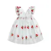 Girl Dresses Toddler Floral Print Tulle Dress With Flutter Sleeves And Bow Detail - Perfect For Summer Parties Special Occasions