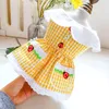 Hundkläder Pet Bow kjol Summer Bichon Plaid Dresses Pomeranian Vackra valpkläder med Strawberry Doggy Clothing Chihuahu kostym