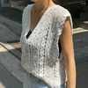 Pulls pour femmes Harajpoo Français Réduction de l'âge Rétro Casual Polyvalent Col en V Évider Chemise 2023 Femmes Tempérament Respirant Mince Tricoté