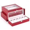 Titta på Boxes Box Pu Leather 6 10 12 Slots Watches Display Case Jewelry Holder Storage Organizer With Lock for Men Women Gift