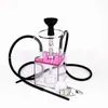 Doppio tubo trasparente arabo Led narghilè Shisha Set popolare quadrato acrilico in lega di alluminio Chicha Narguile bottiglia per due persone HKD230809