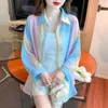 Women's Blouses Chiffon Shirt Summer 2023 Colorful Bow Loose Casual Long Sleeve Top Polo-collar Ladies Clothing YCMYUNYAN