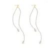 Kolczyki Dangle 925 Silver Stud Baroque Pearl Long Net Celebrity Mix Dopasowanie dziewczyn biżuterii Tassel