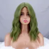 Yeşil orta bölünmüş kısa dalga patlaması kadın yok, dantel maliyet-etkin doğal sentetik peruk yüksek sıcaklık fiber cosplay