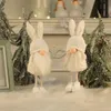 Decorative Objects Figurines Christmas Faceless Gnome Lovely Rabbit Ear Elf Dwarfs Standing Doll Merry Decoration For Home Navidad Pendants 230809