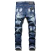 Designer jeans för herrhål ljusblå mörkgrå märke man långa byxor byxor streetwear denim mager smala raka cyklist jeans 30-38