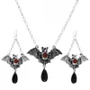 Necklace Earrings Set 3pcs/set Gothic Hip Hop Y2k Jewelry Bat Cross Pendant Necklaces Vintage Crystal Choker For Women Girls Party